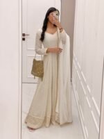 White Chikankari Anarkali set (SET OF 2)