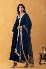 Midnight Blue Velvet Kurta Set