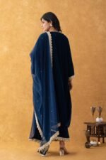 Midnight Blue Velvet Kurta Set
