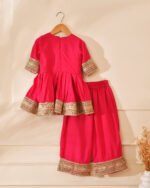 Bright Pink Festive Kurta & Palazzo Set for Kids