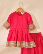 Bright Pink Festive Kurta & Palazzo Set for Kids