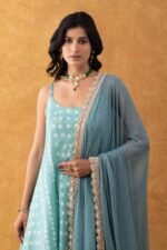 Seafoam Silk Flared Anarkali Set