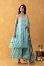 Seafoam Silk Flared Anarkali Set