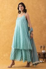 Seafoam Silk Flared Anarkali Set